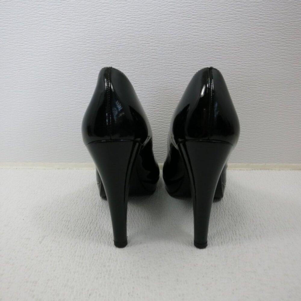 Barneys New York Black Patent Leather Dress Stiletto Belt Buckle Heels Sz 6 - Picture 3 of 6